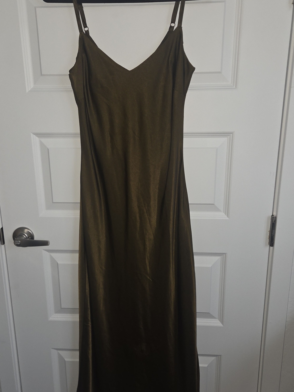 Sanctuary Olive Satin Slip Dress with Adjustable Straps